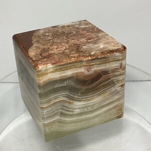 Vintage Polished Onyx Cube Sculpture‎ Paperweight Desk Decor 2.25 in. Square